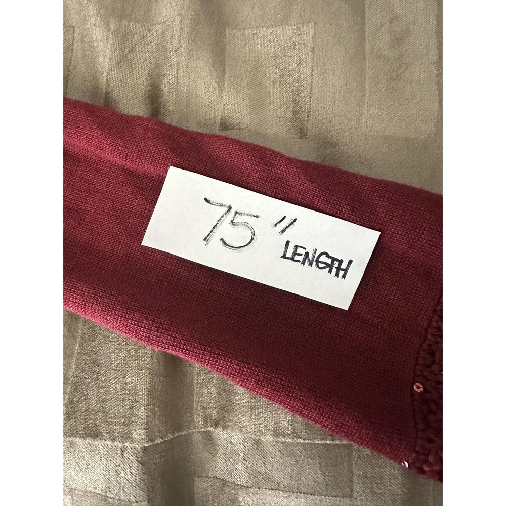 Sequin Knit Scarf Womens One‎ Size Burgundy 75in Long Lightweight Dressy